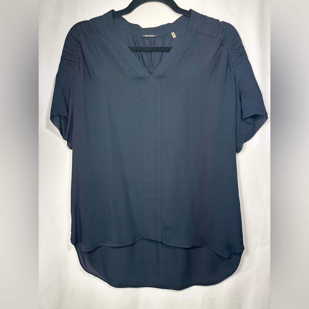 Elie Tahari Silk Navy Blue Women's Top